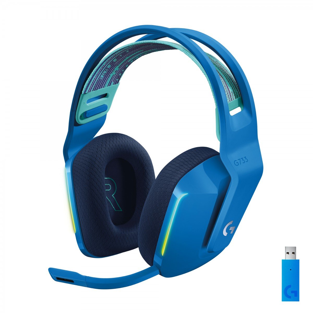 LOGITECH G G733 LIGHTSPEED Wireless RGB Gaming Headset Headset full size 2.4 GHz wireless blue