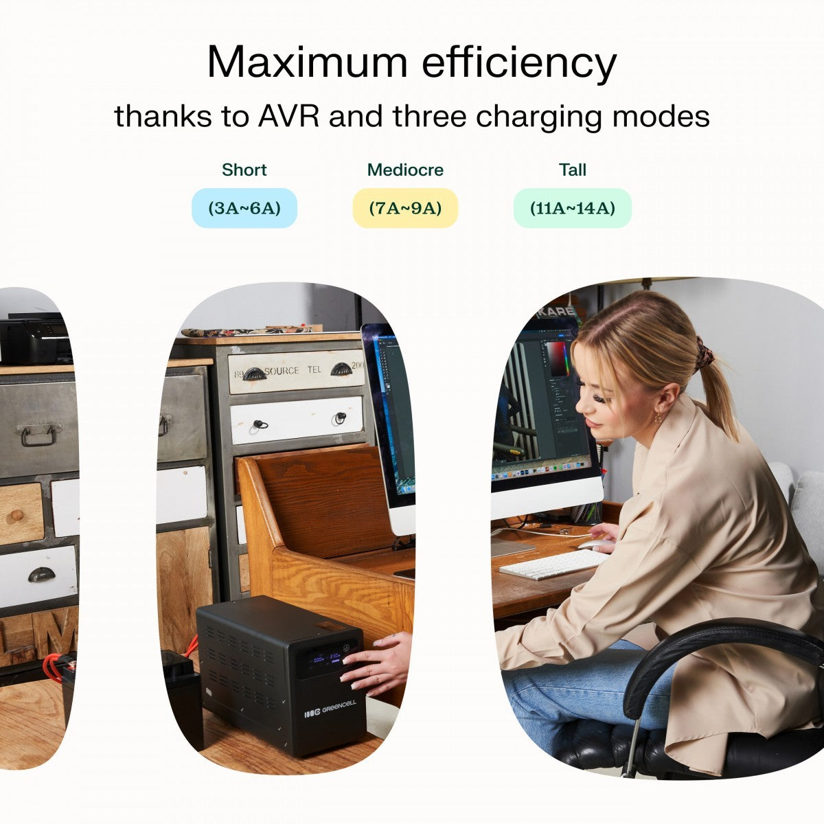 Green Cell UPSLPPC500 Onduleur AVR UPS 800VA 500W PowerCore 12 VDC avec écran LCD