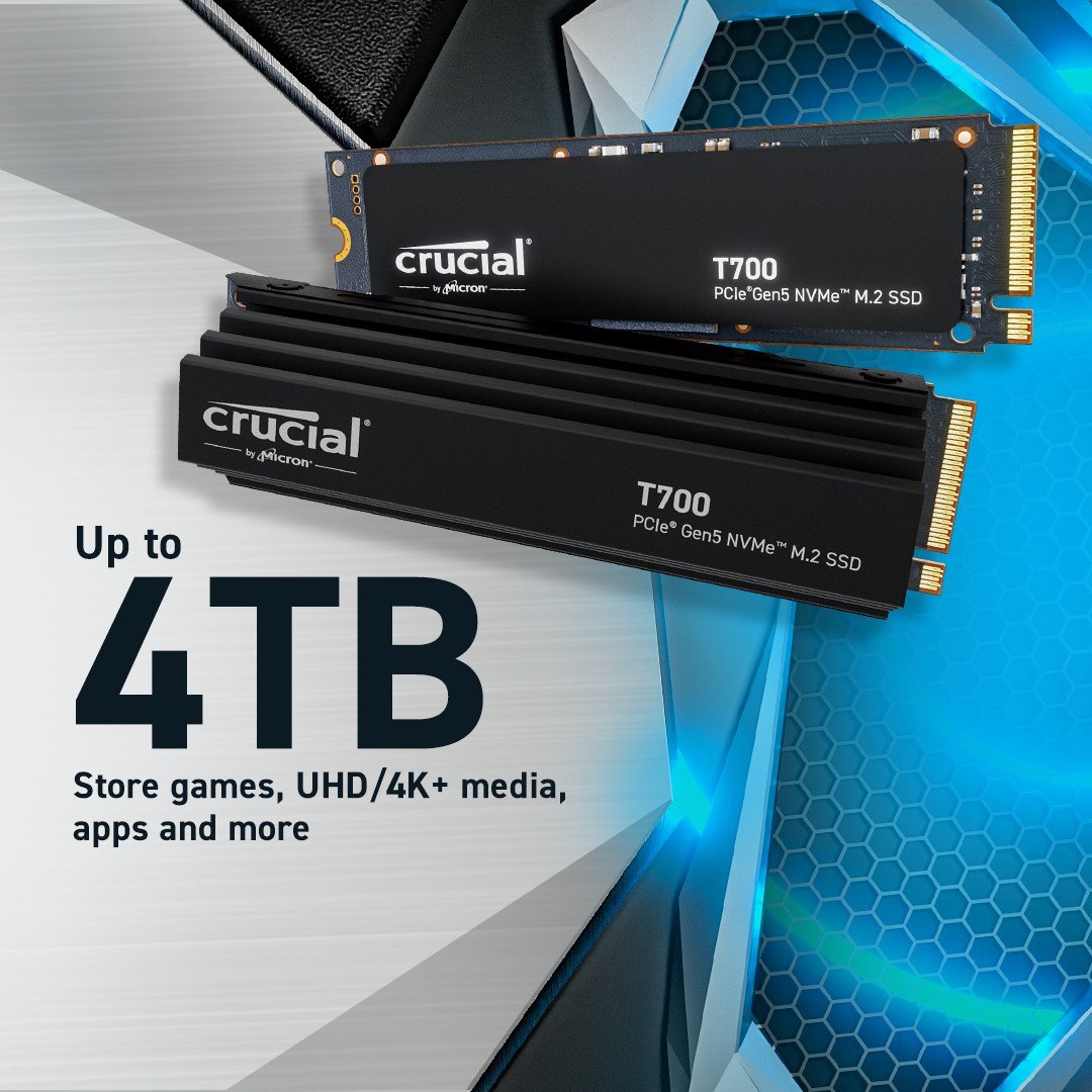 Crucial CT2000T700SSD5 T700 2 To SSD M.2 NVMe PCIe Gen5 avec dissipateur thermique