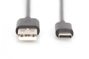 Digitus AK-300154-010-S câble USB USB 2.0 1 m 2 x USB A USB C 0,48 Gbit/s Noir