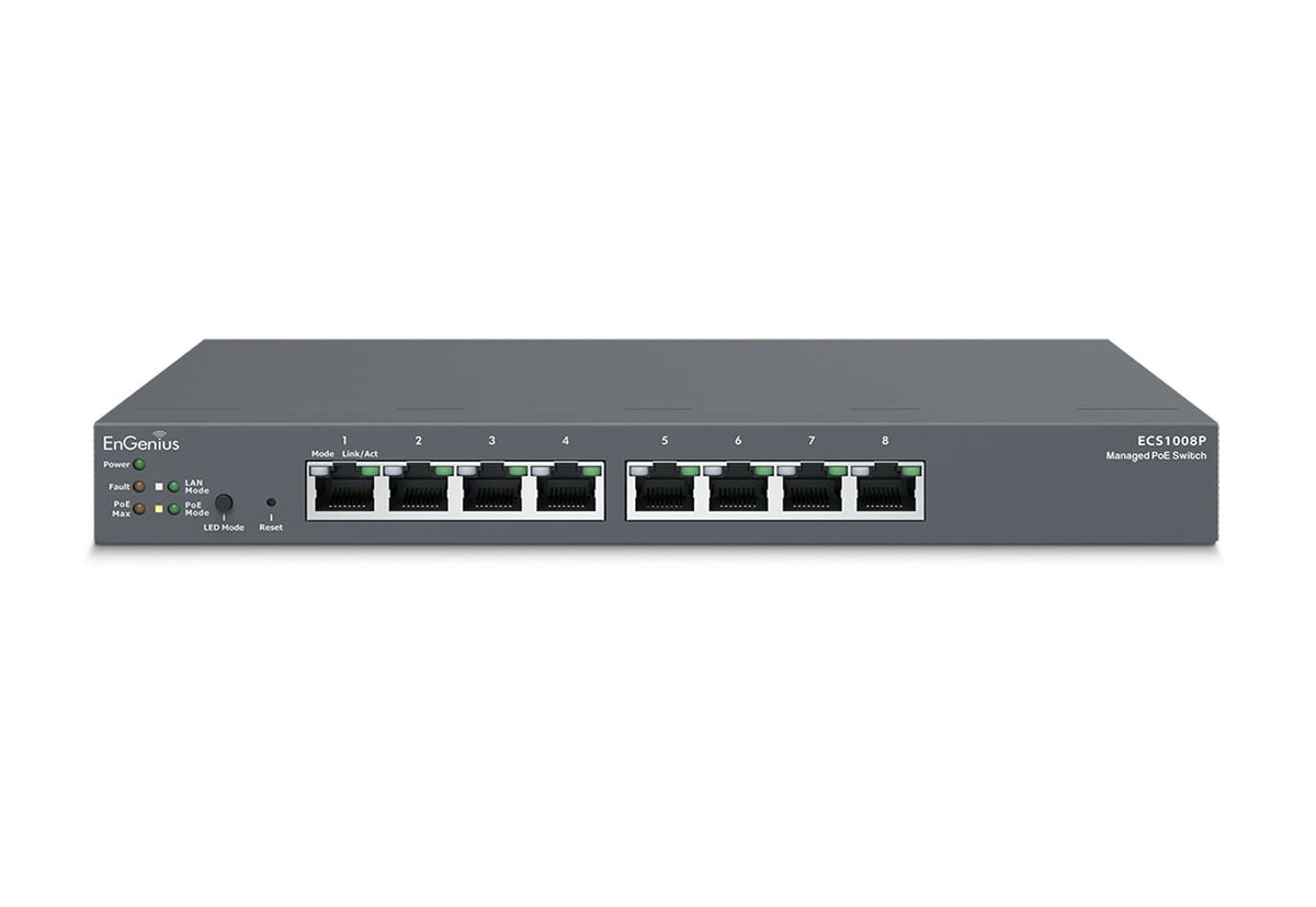 EnGenius ECS1008P Commutateur géré, 8x RJ45 Gigabit PoE 55 W, EnGenius Cloud