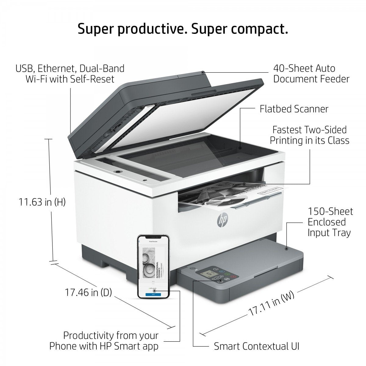 HP LaserJet MFP M234sdw MFP Mono B/W laser Legal media 29ppmcopy 29ppmprint 150 sheets USB 2.0 LAN Wi-Fi Bluetooth imprimante laser