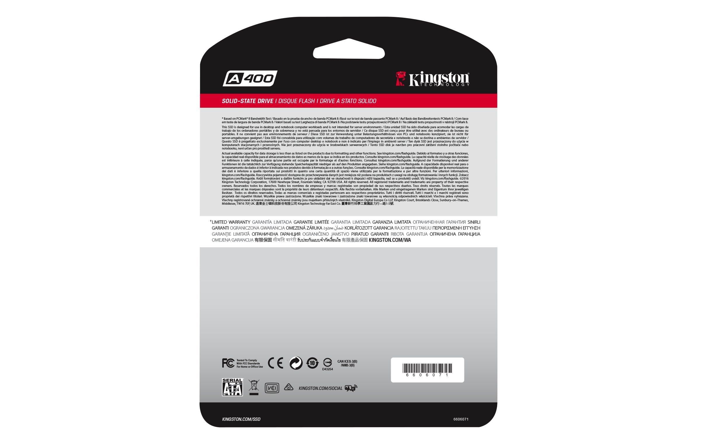 KINGSTON 480GB SSDNow A400 SATA3 6Gb/s 2.5inch 7mm height / up to 500MB/s Read and 450MB/s Write