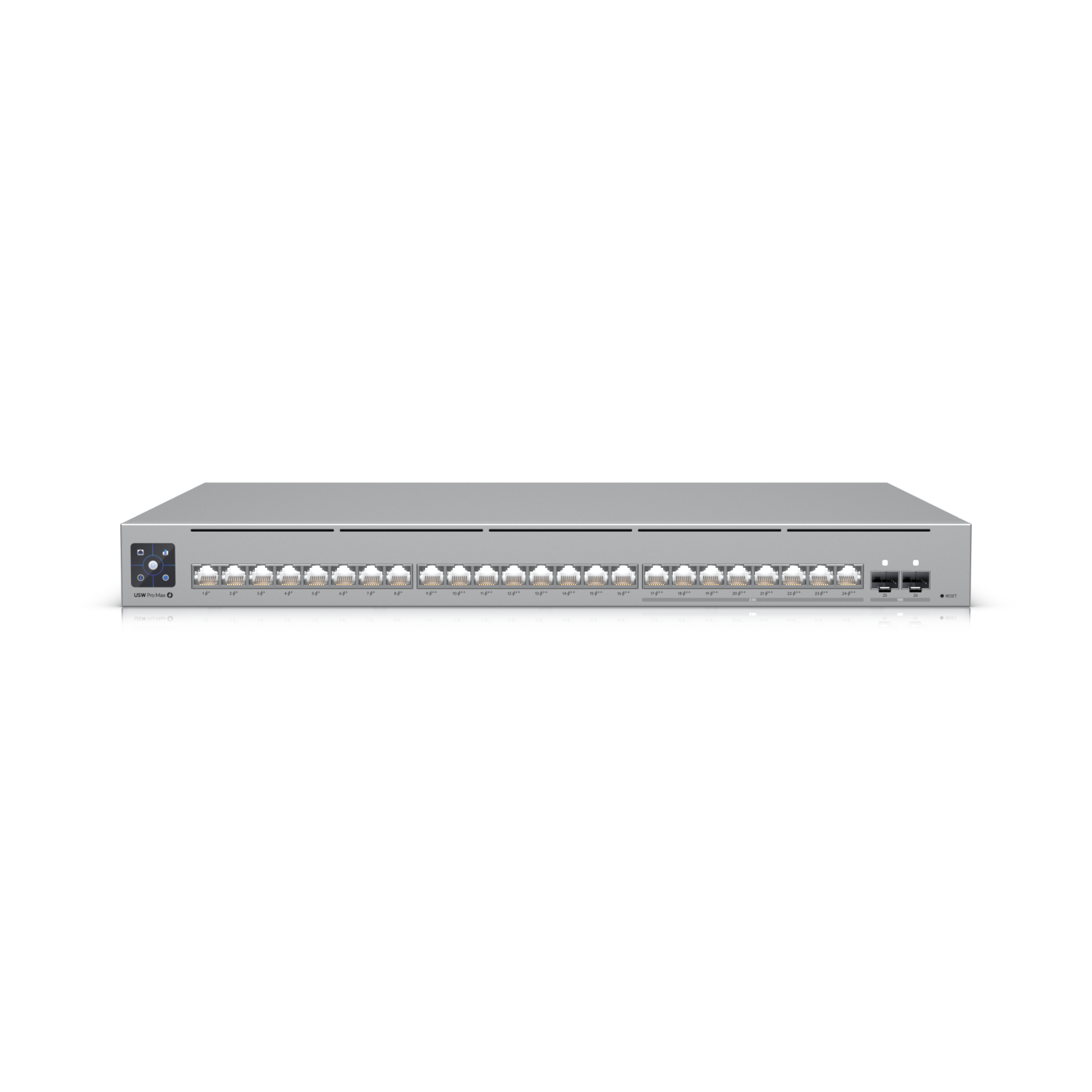 Ubiquiti USW-Pro-Max-24-PoE UniFi commutateur multi-gigabit PoE++ a 24 ports, avec fonctionnalités de couche 3 et etherlighting.