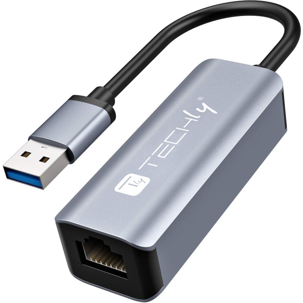 Techly IDATA USB-ETGIGA-AA Carte réseau/Adaptateur USB-A 3.0 vers RJ45 Gigabit