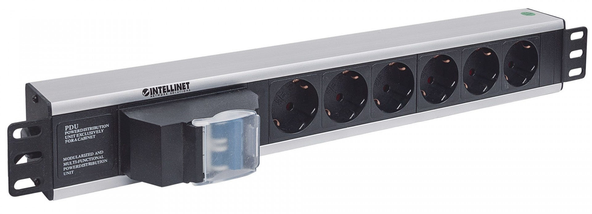 Intellinet 711432 unité de distribution d'énergie 6 sortie(s) CA 1.5U Noir, Gris