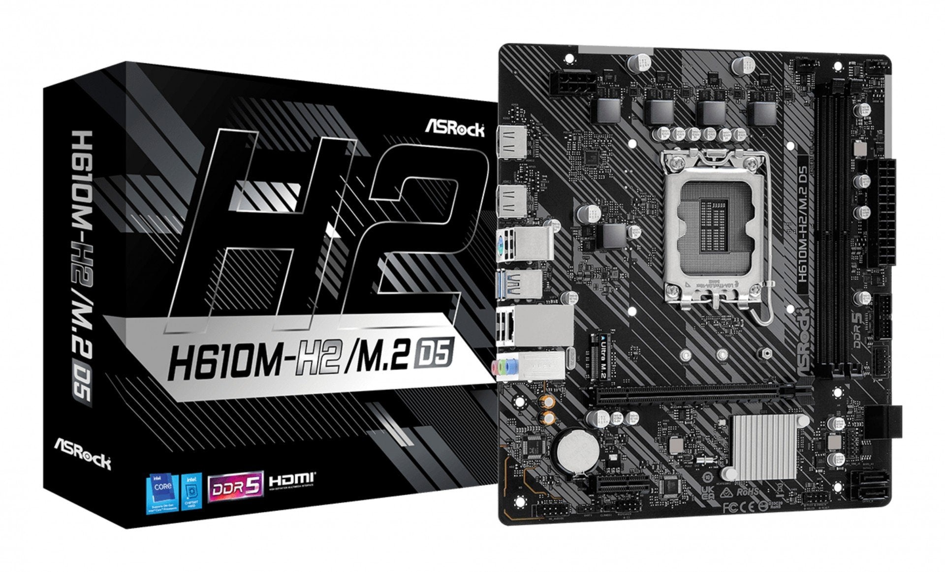 ASRock 90-MXBML0-A0UAYZ Carte mere H610M Micro ATX avec support DDR5 et M.2