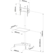 "Techly ICA-TR21 Support TV mobile 23-55"" jusqu'a 55kg étagere AV réglable"