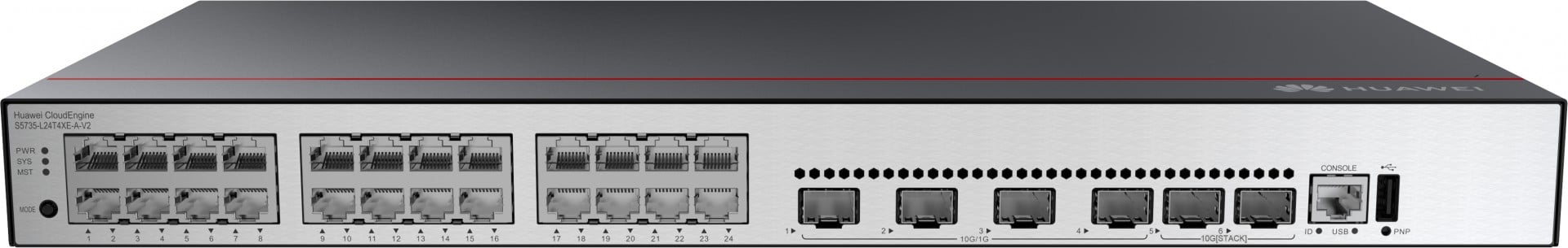 HUAWEI S5735-L24T4XE-A-V2 24x10/100/1000BASE-T Ports 4x10GE SFP+ Ports 2x12GE Stack Ports AC Power