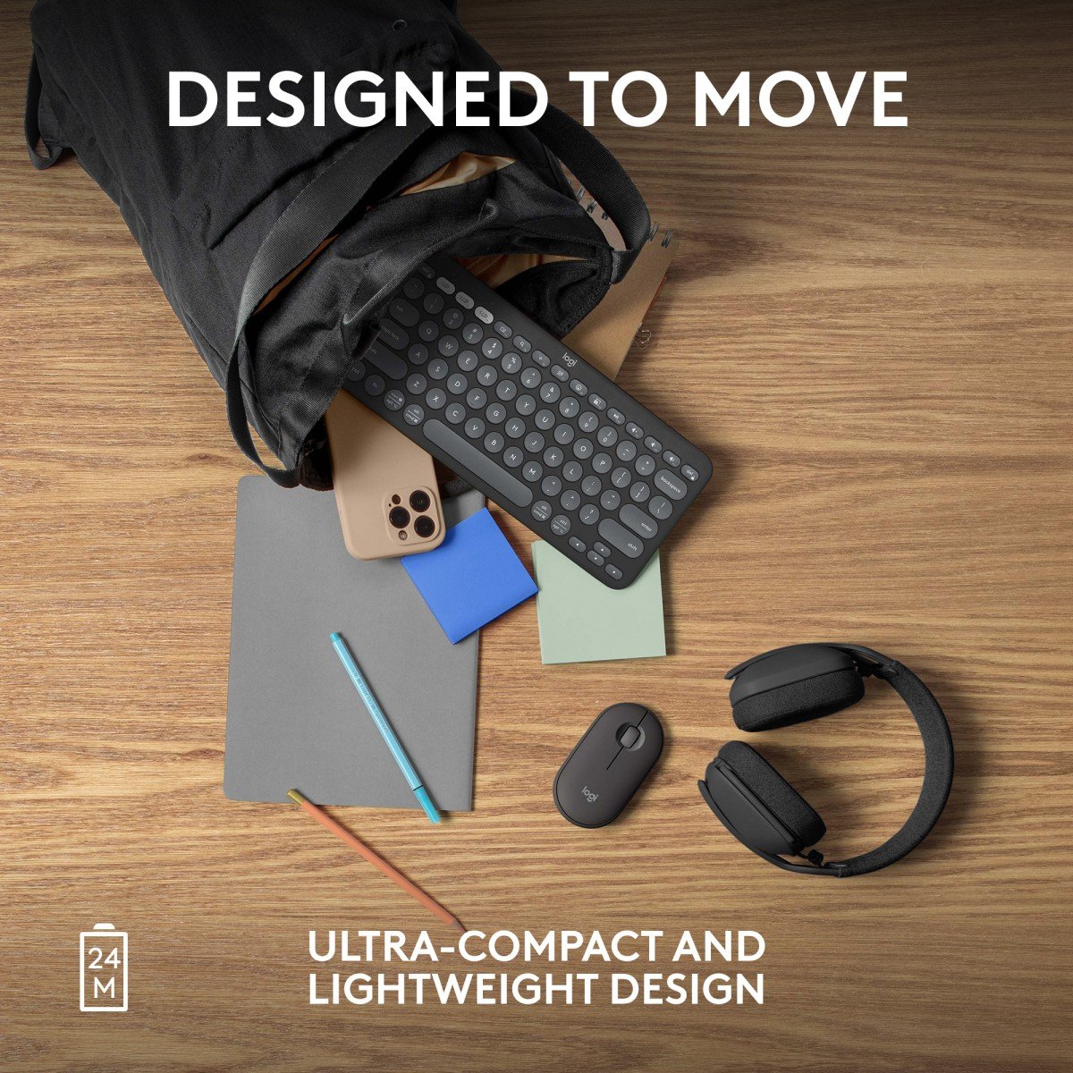 LOGITECH Pebble Mouse 2 M350s Mouse optical 3 buttons wireless Bluetooth 5.2 LE tonal graphite