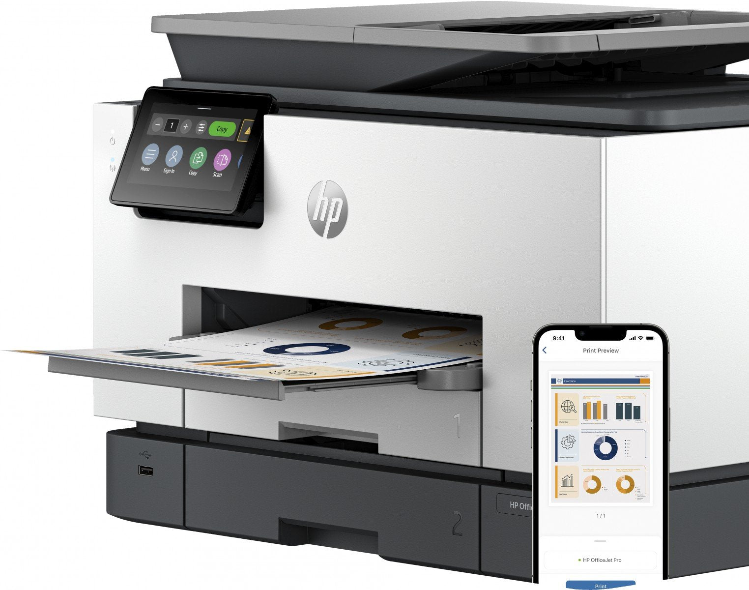 HP Officejet Pro 9130b All-in-One MFP colour ink-jet A4 23ppmcopy 25ppmprint 250 sheets USB2.0 LAN Wi-Fi imprimante multifonction