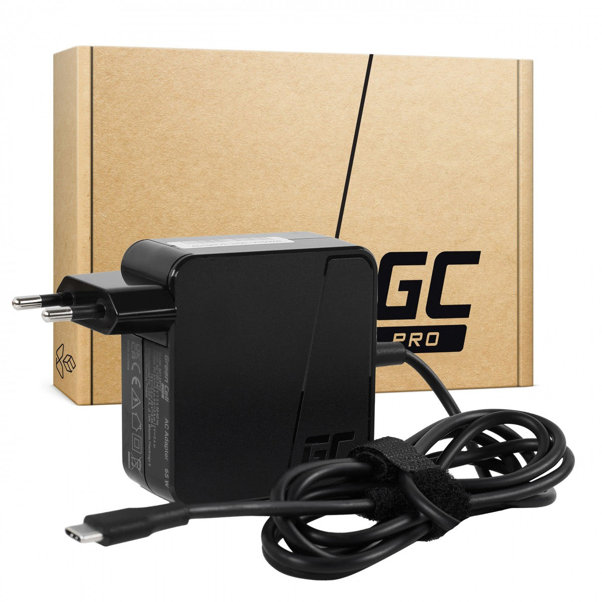 Green Cell AD134PV2 Adaptateur PRO USB-C 65W pour ordinateurs portables, tablettes, téléphones