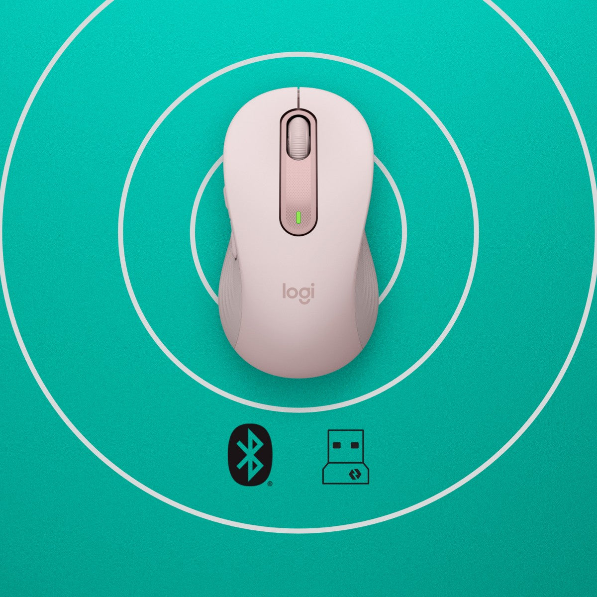 LOGITECH Signature M650 L Mouse large size optical 5 buttons wireless Bluetooth 2.4 GHz Bolt USB receiver rose