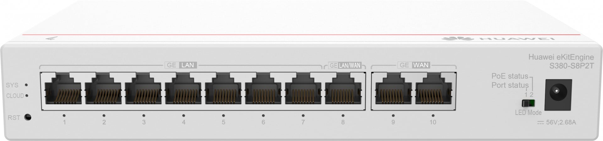 Huawei Gateway S380-S8P2T, 2*GE WAN, 8*GE LAN(PoE+, 124W)