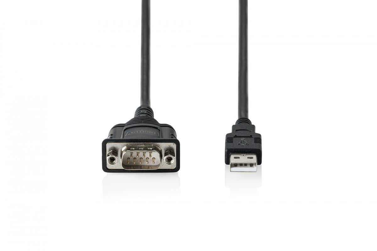 Digitus DA-70172 Câble adaptateur USB-A 2.0 mâle vers RS232 (DB9) mâle | Chipset FTDI (FT232RNL) | PVC, noir | Fixation par manchon | 1.8m