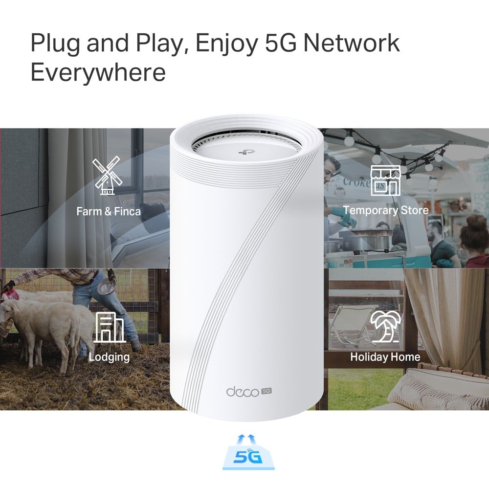TP-Link DECO BE65-5G(1-PACK) systeme Wi-Fi maillé Tri-bande (2,4 GHz / 5 GHz / 6 GHz) Wi-Fi 7 (802.11be) Blanc 3 Externe
