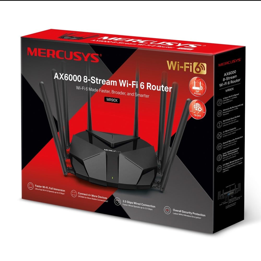 Mercusys MR90X routeur sans fil Gigabit Ethernet Bi-bande (2,4 GHz / 5 GHz) Noir