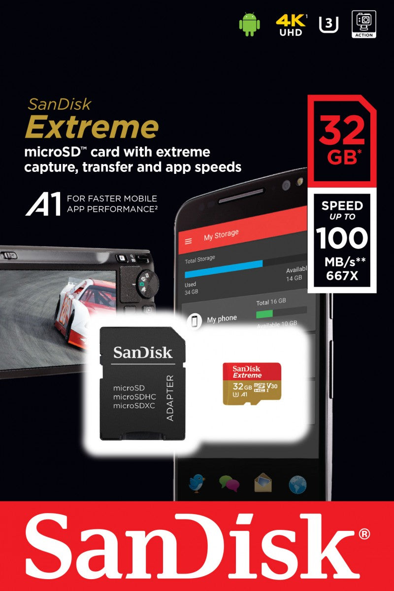Extreme microSDHC 32GB+SD Adap+RescPro