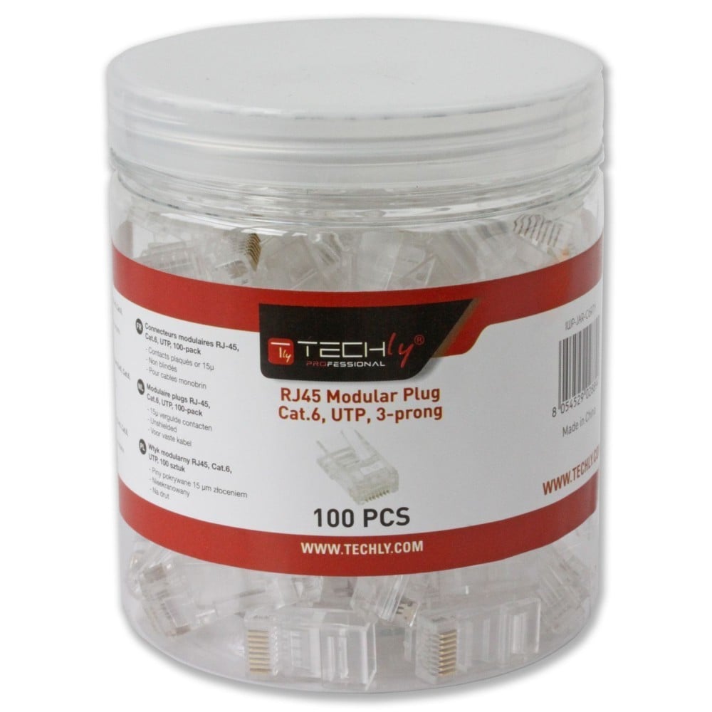 Techly IWP-JAR-C6RTY Connecteur RJ45 8P/8C Cat6 UTP, Fil, 100 pcs