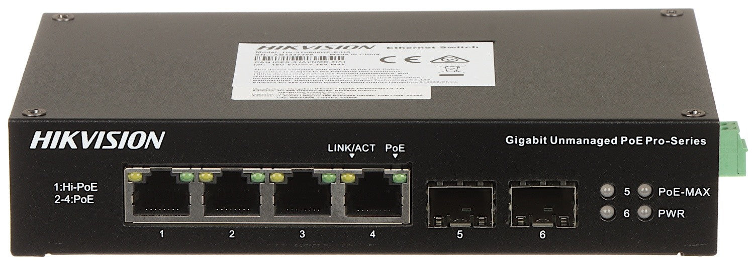 Hikvision DS-3T0506HP-E/HS 4 Port Gigabit Unmanaged Harsh POE Switch