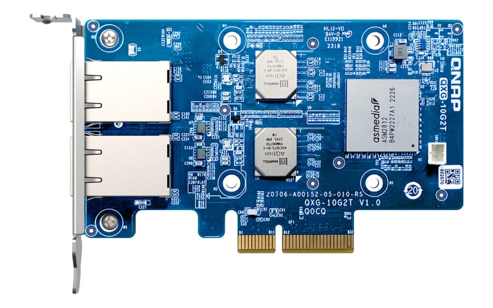 QNAP Dual-port BASET 10GbE network expansion card low-profile form factor PCIe Gen3 x4 Aquantia AQC107