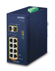 PLANET IP30 Ind 8-P 10/100/1000T Non-géré Gigabit Ethernet (10/100/1000) Connexion Ethernet, supportant l'alimentation via ce port (PoE) Bleu