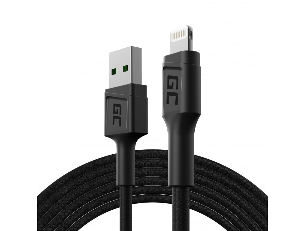 Green Cell KABGC18 câble Lightning 2 m Noir