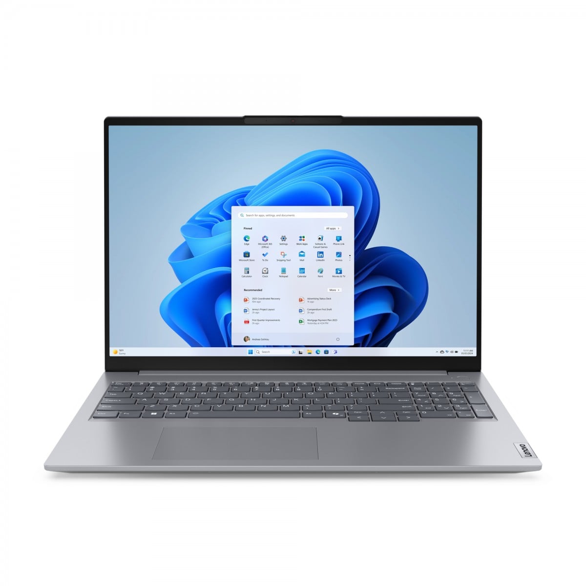 "Lenovo ThinkBook 16 G7 ARP AMD Ryzen™ 5 7535HS Ordinateur portable 40,6 cm (16"") WUXGA 16 Go DDR5-SDRAM 512 Go SSD Wi-Fi 6E (802.11ax) Windows 11 Pro Gris Angla"