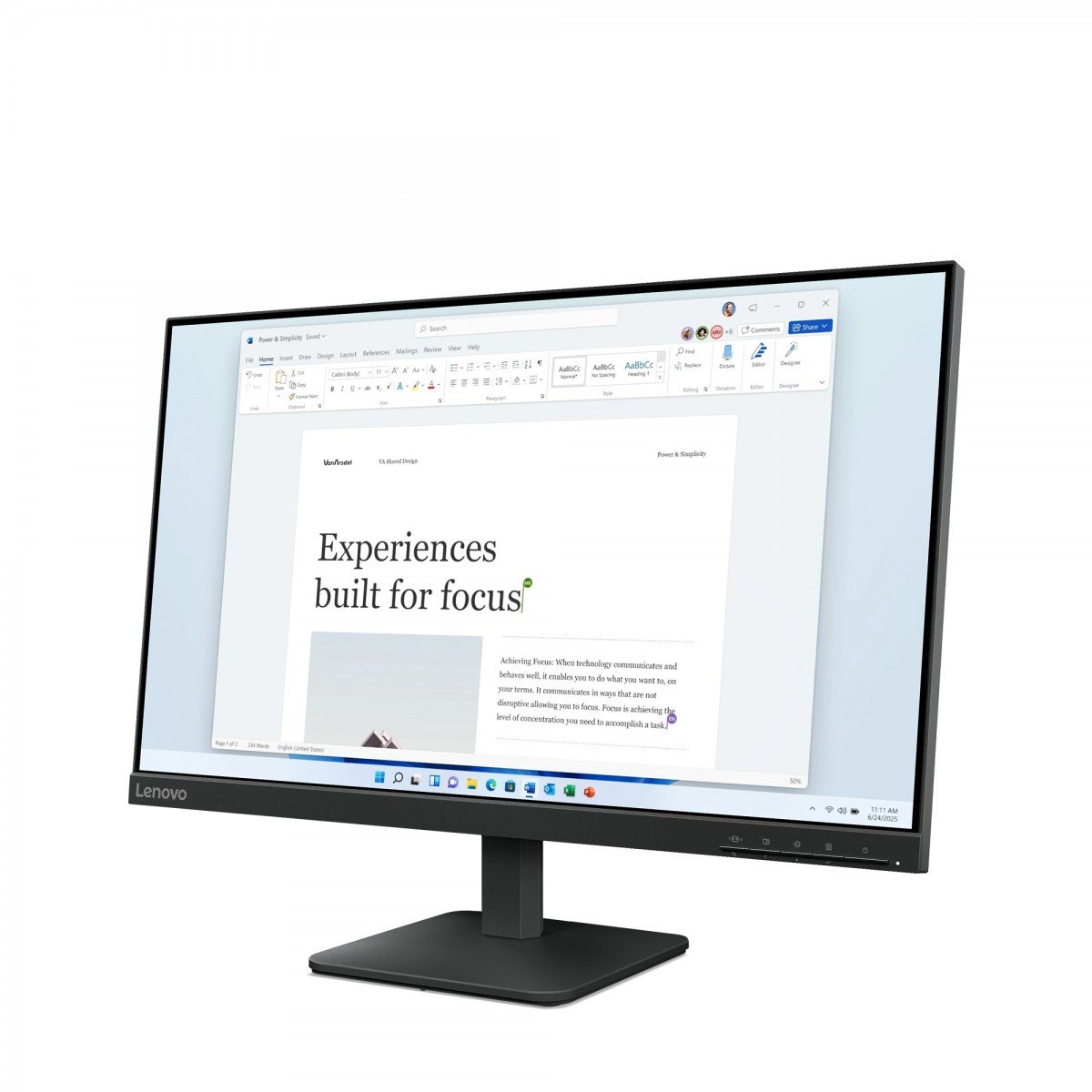 "Lenovo L24-4e écran plat de PC 60,5 cm (23.8"") 1920 x 1080 pixels Full HD LCD Noir"