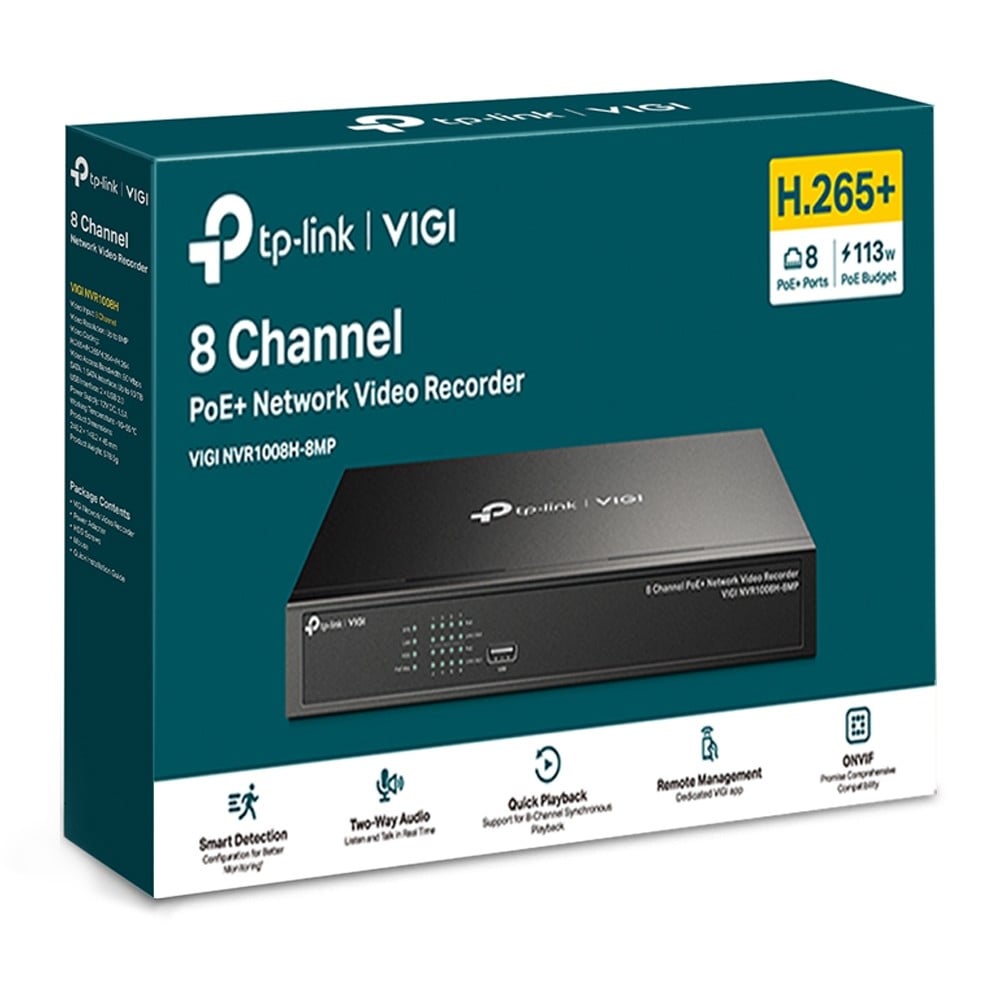 TP-LINK VIGI NVR1008H-8MP 8 Channel PoE Network Video Recorder