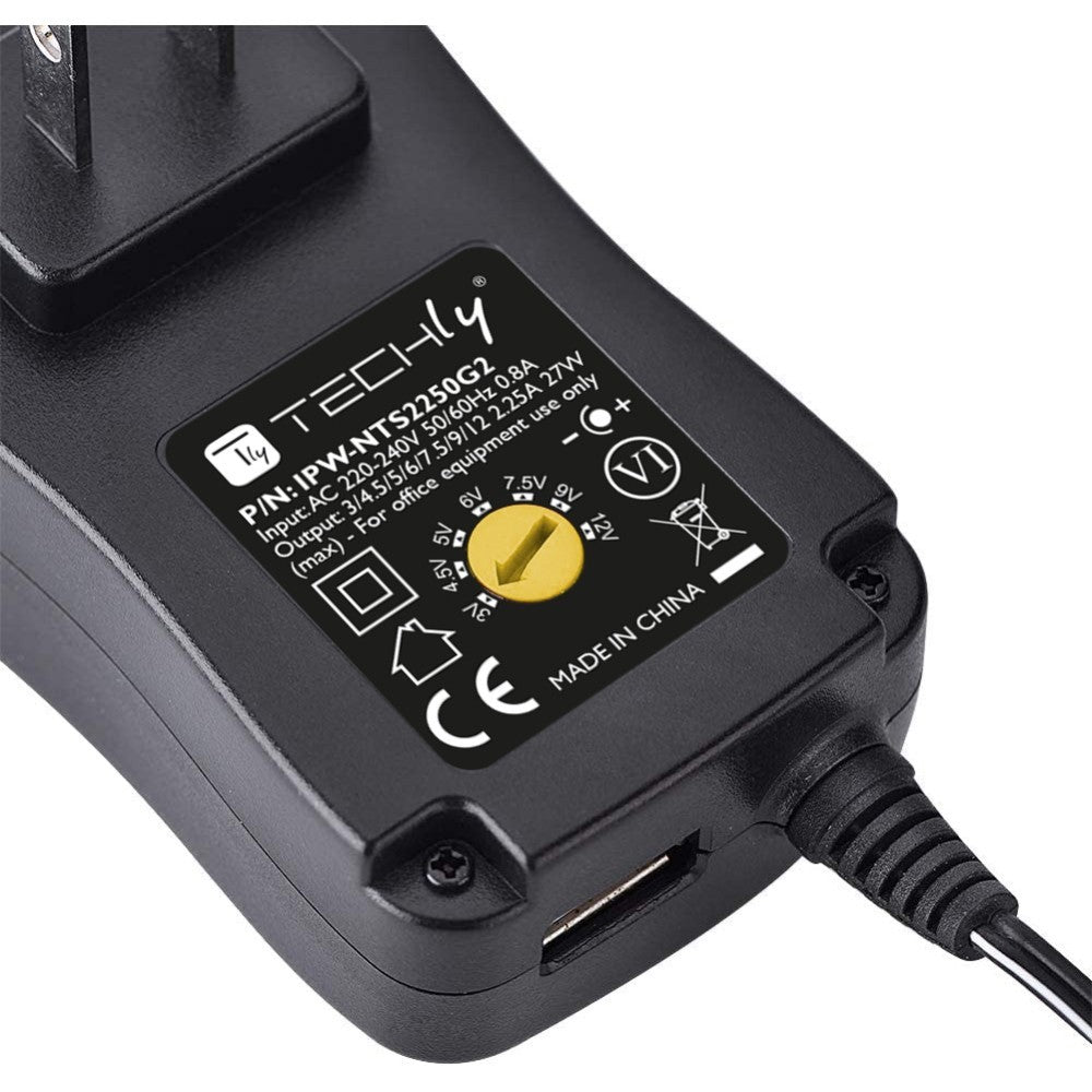 Alimentation universelle 230V Techly IPW-NTS2250G2 27W/2.25A 3-12V avec 6 connecteurs DC et USB