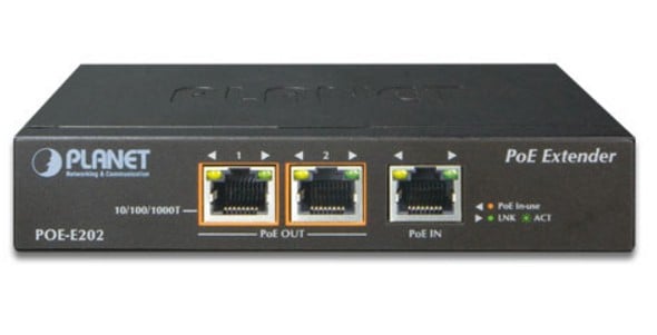 PLANET POE-E202 prolongateur réseau Émetteur et récepteur réseau Noir 10, 100, 1000 Mbit/s