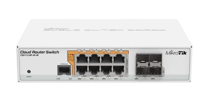 Mikrotik CRS112-8P-4S-IN commutateur réseau Gigabit Ethernet (10/100/1000) Connexion Ethernet, supportant l'alimentation via ce port (PoE) Blanc