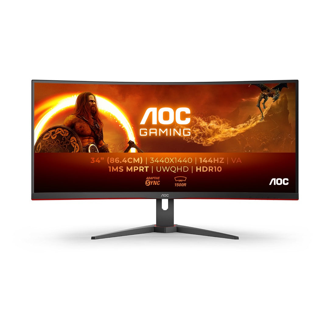 "AOC G2 CU34G2XE/BK écran plat de PC 86,4 cm (34"") 3440 x 1440 pixels Wide Quad HD LCD Noir, Rouge"