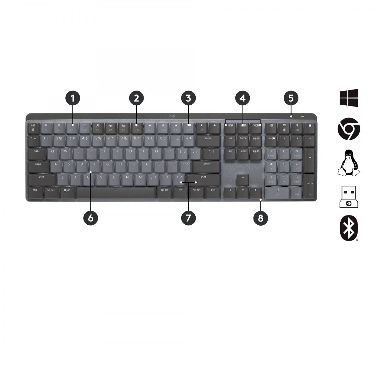 Logitech 920-010759 clavier Bureau RF sans fil + Bluetooth QWERTY US International Graphite