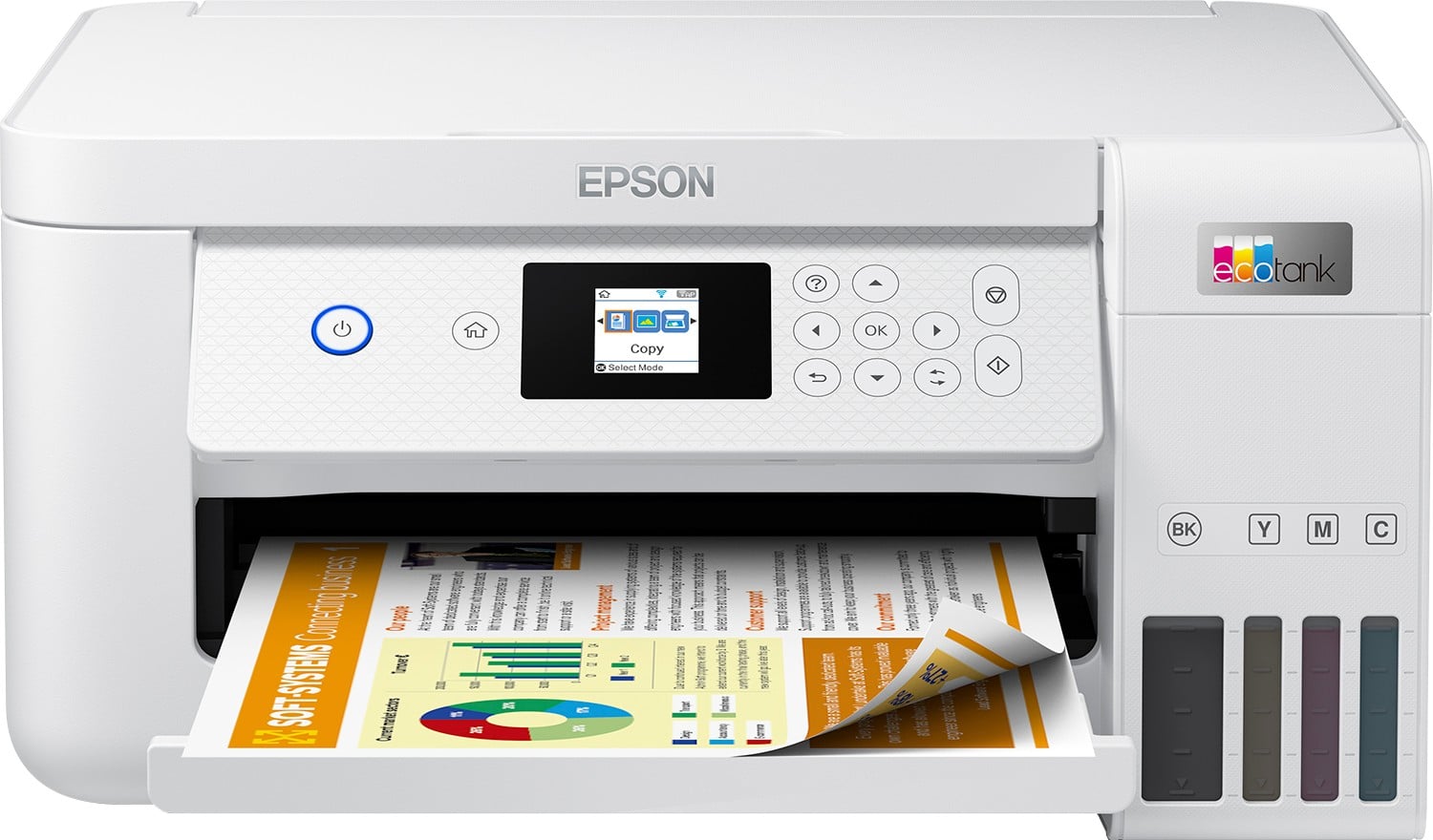 EPSON EcoTank ET-2856 MFP colour ink-jet refillable A4 10.5ppm print 100 sheets USB Wi-Fi white