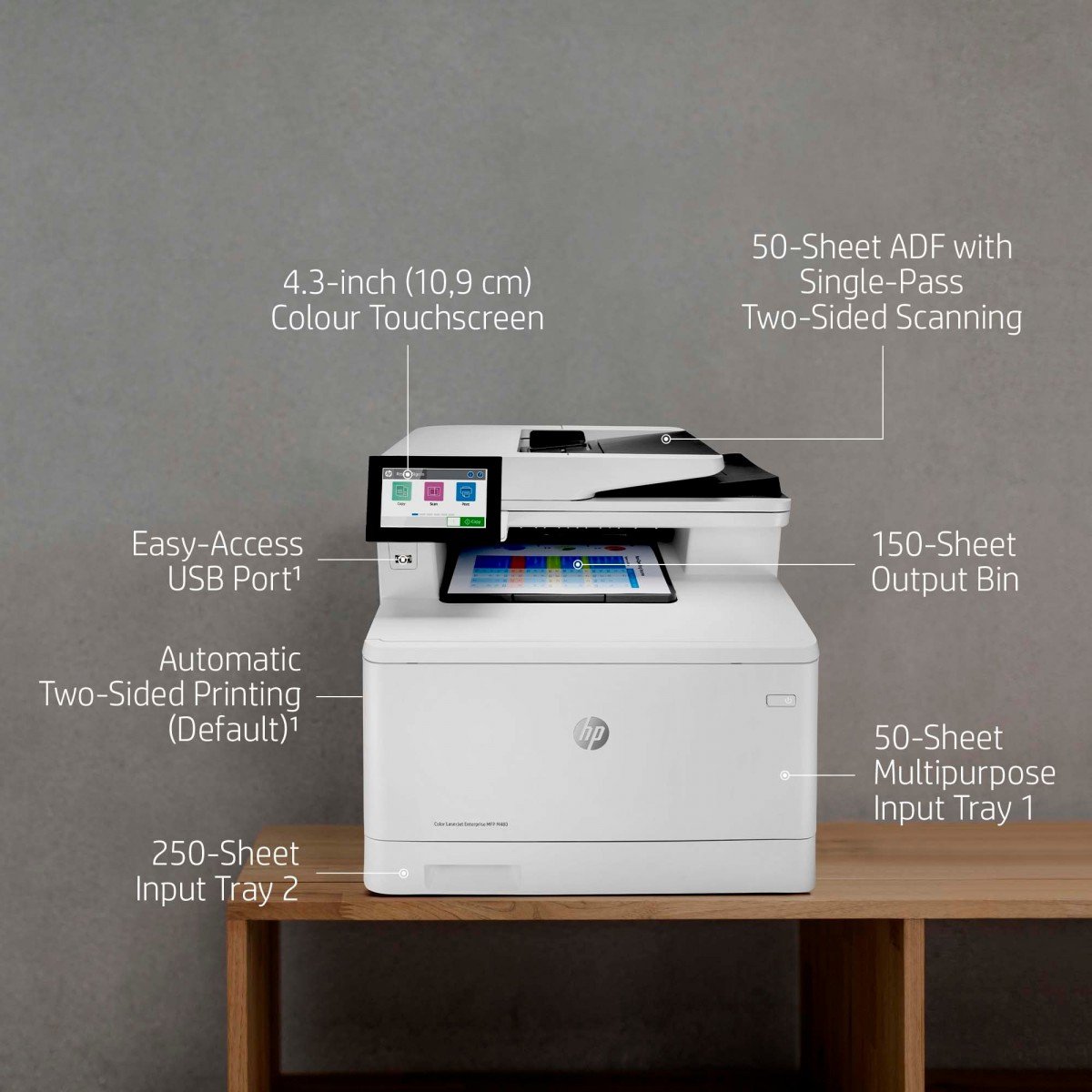 HP Color LaserJet Enterprise MFP M480f MFP colour laser A4 27ppm Copy 27ppm Print 300sheets USB LAN