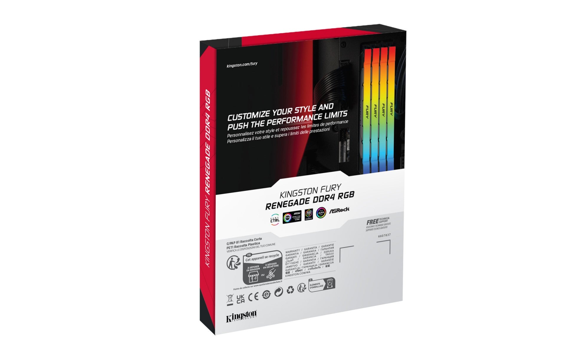 KINGSTON 16Go 3200MT/s DDR4 CL16 DIMM 1Gx8 FURY Renegade RGB
