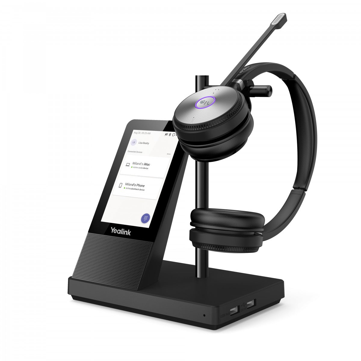 Yealink WH66 Dual Teams Systemes de conférences audio personnelle Sans fil Arceau Bureau/Centre d'appels USB Type-A Bluetooth Socle de chargement Noir