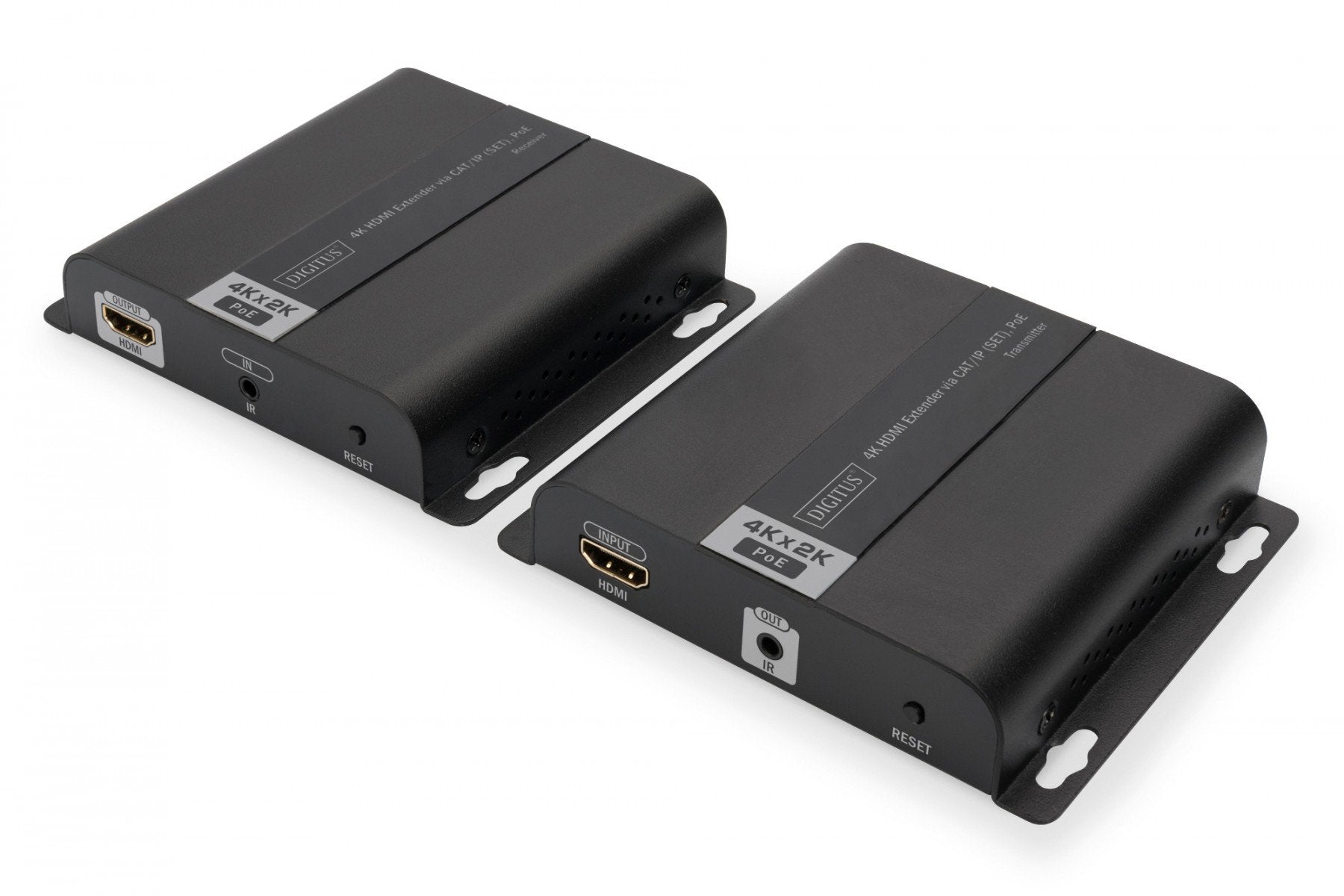DIGITUS Extender 4 K HDMI via CAT/IP (kit) - PoE - 3840 x 2160 pixels - Émetteur et récepteur AV - 120 m - Avec fil - Noir