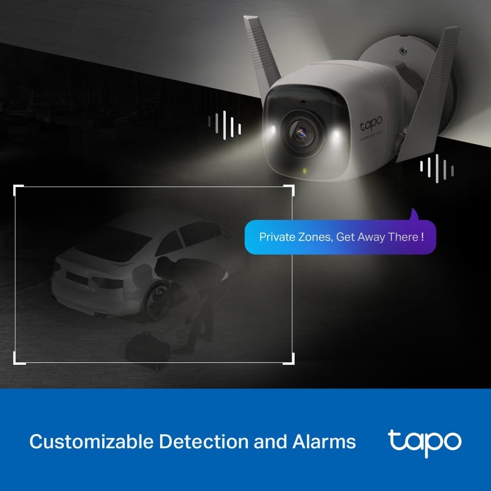 TP-LINK Outdoor Security Wi-Fi Camera 2K QHD 2688x1520 F1.0 2.4GHz 2T2R 2x External Antennas 1x Ethernet Port