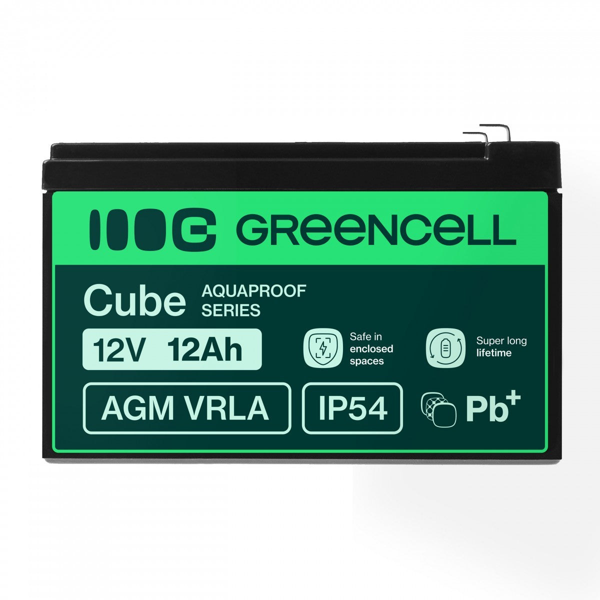 Green Cell AGM12V12AH-J AGM VRLA 12V 12Ah sans entretien Batterie pour caisse enregistreuse, jouet, caméra (152x99x100mm)