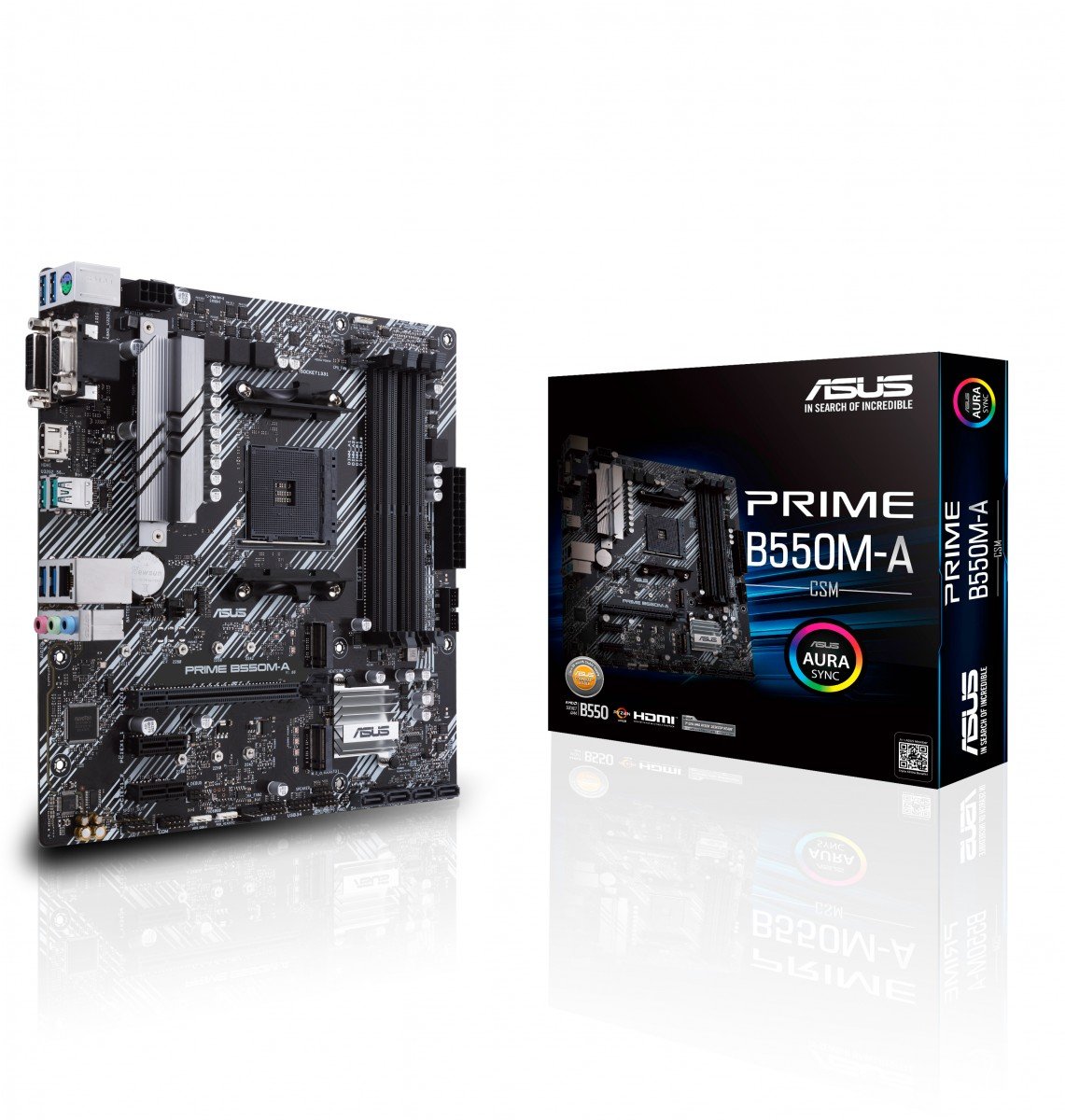 ASUS Prime B550M-A/CSM - AMD - Emplacement AM4 - AMD Ryzen™ 3 de 3e génération - AMD Ryzen 5 de 3e génération - DDR4-SDRAM - 128 Go - DIMM