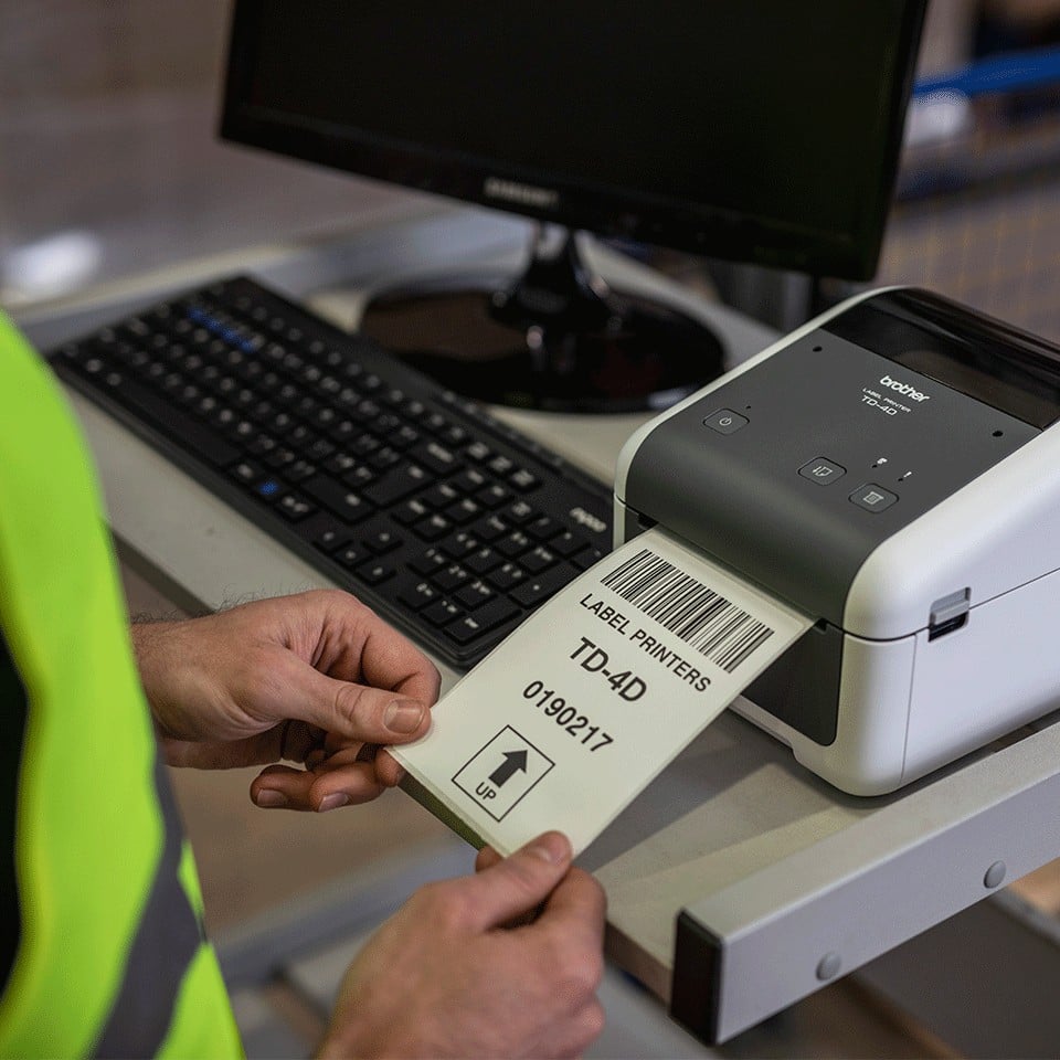 BROTHER TD-4520DN Label printer direct thermal Roll 118mm 300x300dpi 152mm/sec USB 2.0 LAN serial grey white