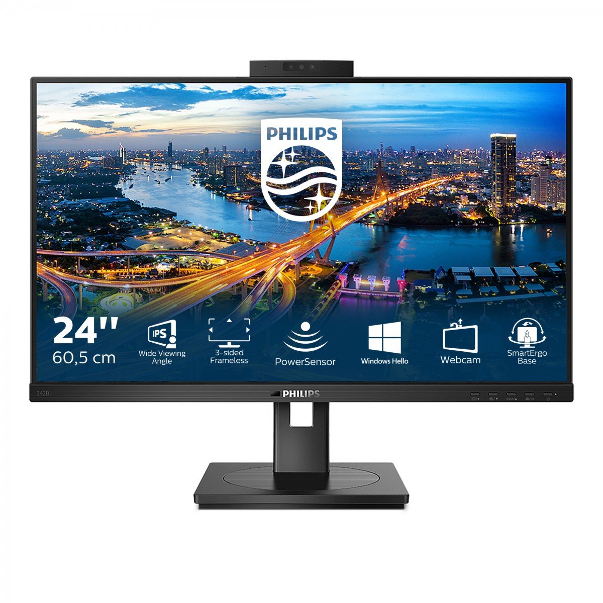 PHILIPS 242B1H/00 23.8p 1920x1080 IPS Flat H/A 150 MM Pivot 3 SIDE FRAMELESS TUV Eye certifierad USB HUB SPEAKERS