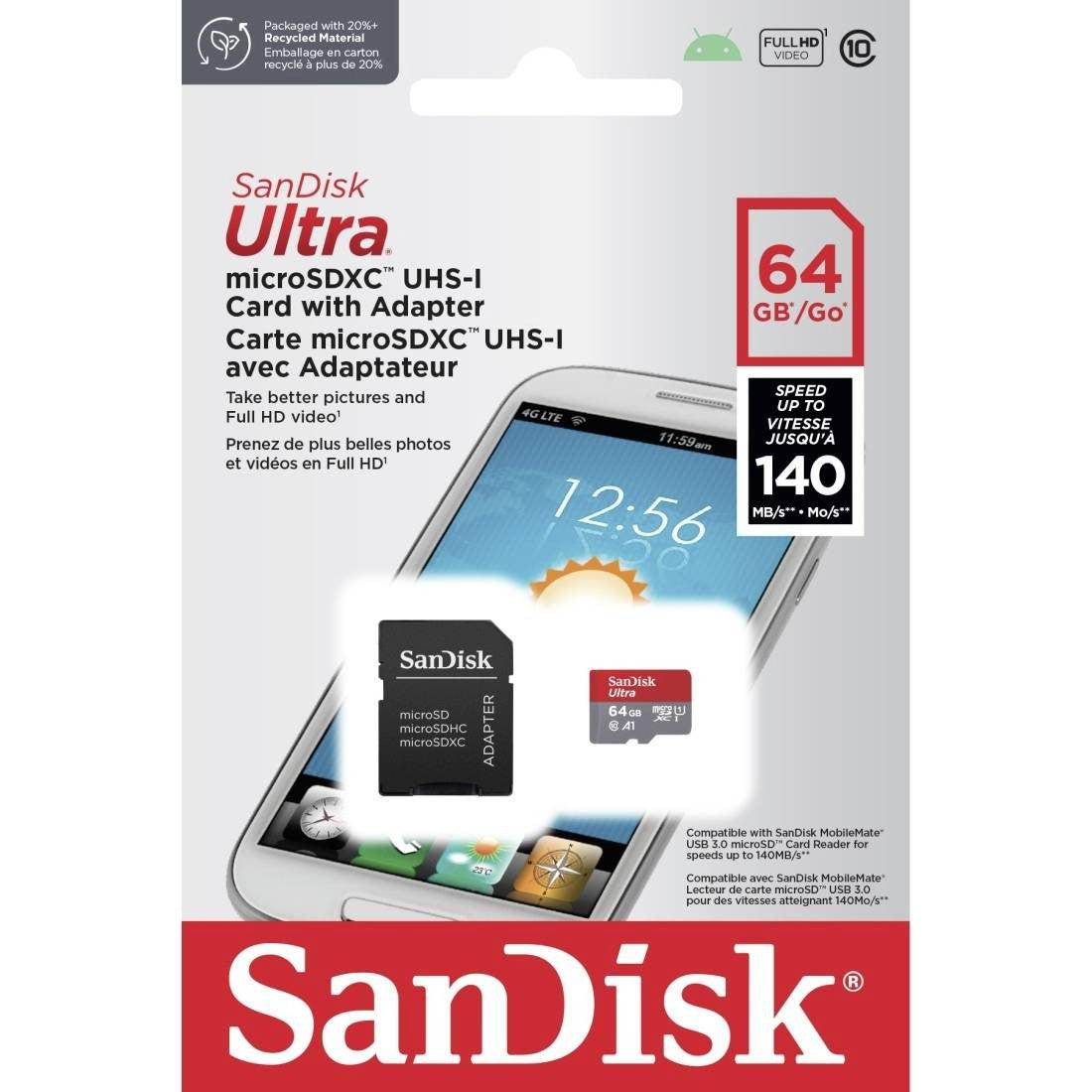 64GB Ultra microSDXC 140MB/s+SD Adapter