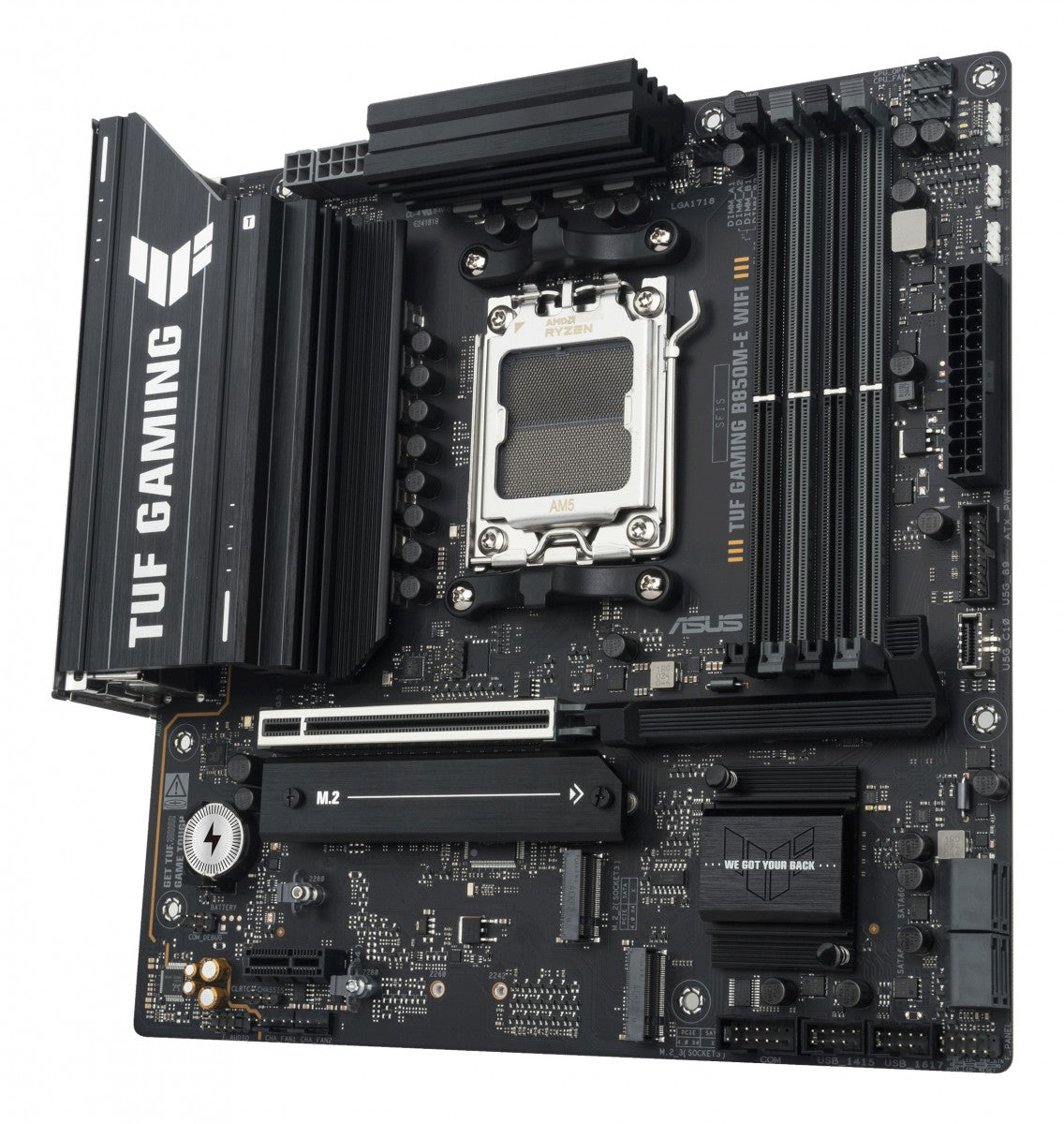 ASUS TUF GAMING B850M-E WIFI AMD AM5 mATX motherboard 4xDDR5 PCIe 5.0 3xM.2 1xHDMI 1xDisplayPort 4xSATA