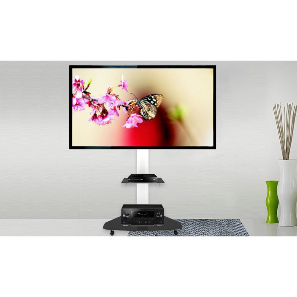 "Techly ICA-TR3WH Support TV mobile 37-70"" jusqu'a 40kg réglable 2 étageres"