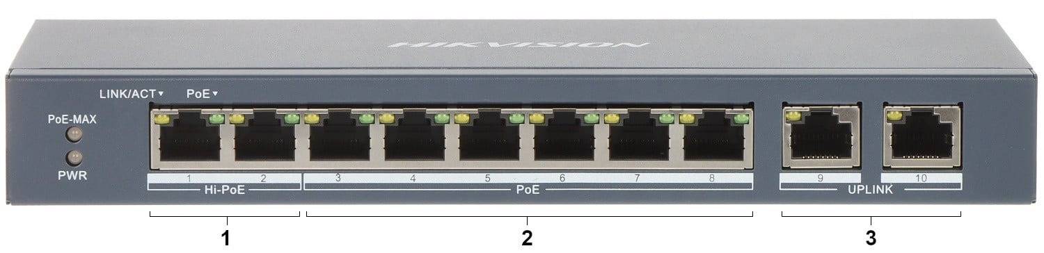 Hikvision DS-3E1310HP-EI 8 Port Fast Ethernet Smart POE Switch