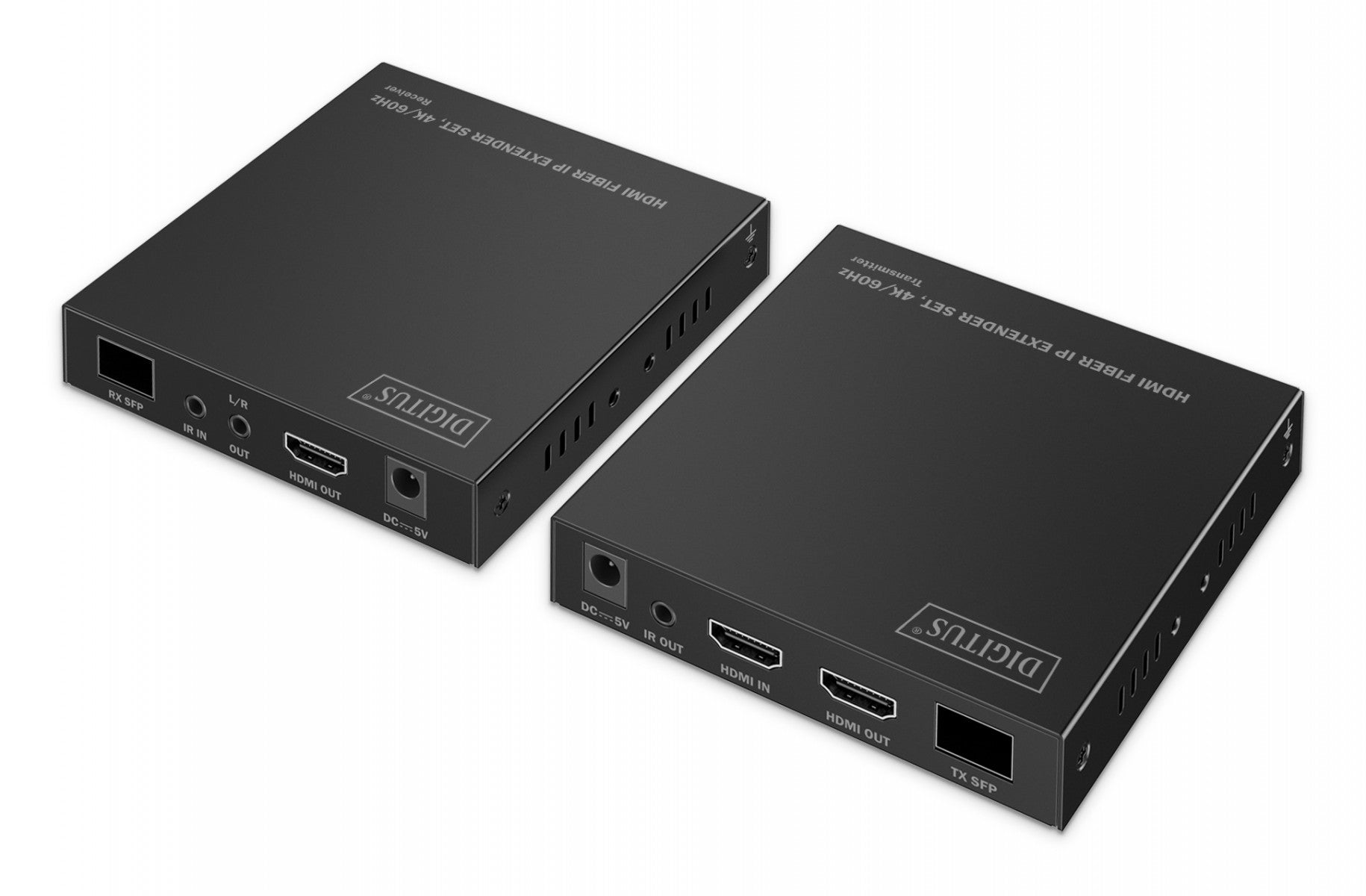 Extenseur HDMI fibre optique 4K/60Hz sur IP 1G jusqu'a 40 km/300 m, HDMI Loop-Out, contrôle IR - ensemble